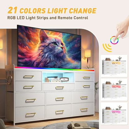 Dresser for Bedroom with 11 Drawers for 60" TV Stand