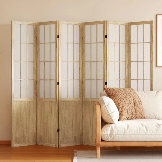 Room Divider, 66.9" Tall Japanese Shoji Style Folding Screen