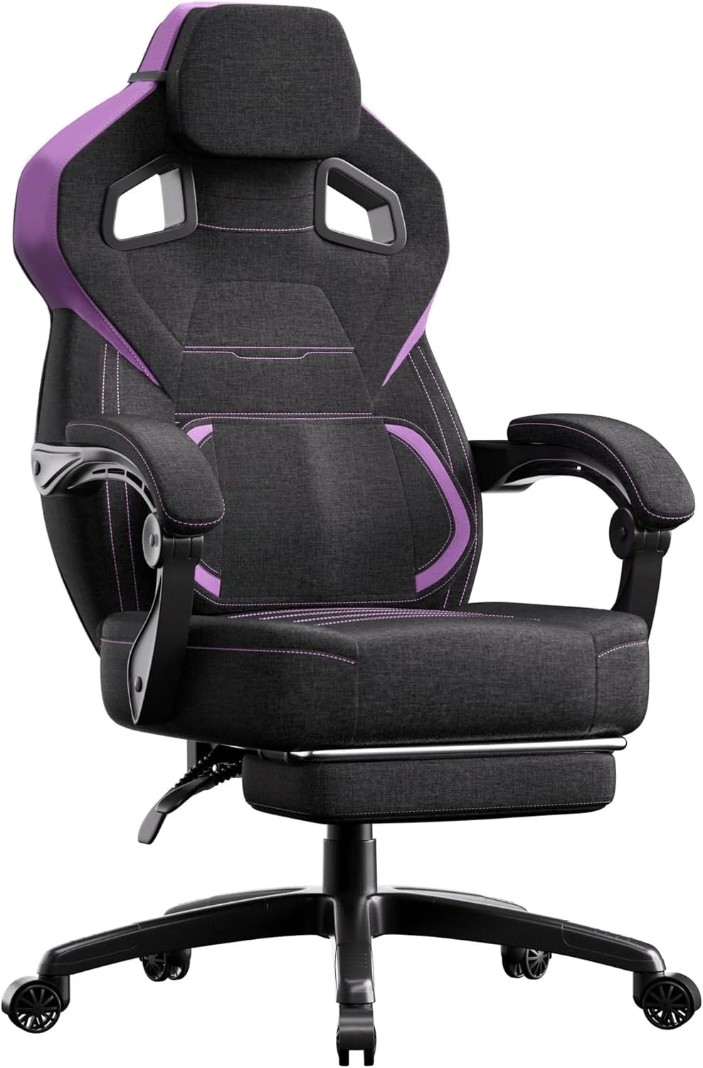 Fabric Gaming Chair with Footrest, Big and Tall
