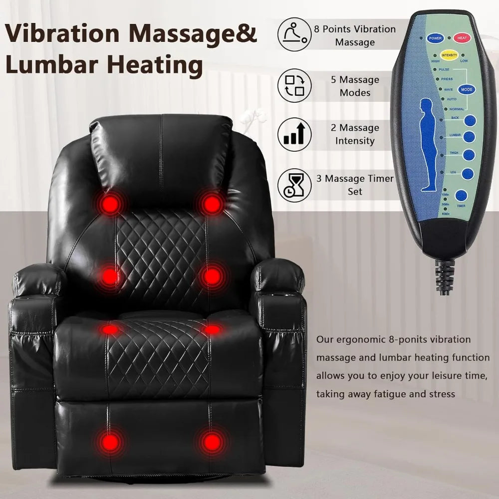Power Swivel Rocker Recliner Massage Home Theater Seating