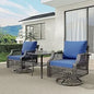 3 Piece Outdoor Swivel Chair, Wicker Patio Bistro Set