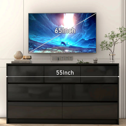 7 Drawer Dresser for Bedroom, 55 Inch Modern Dresser
