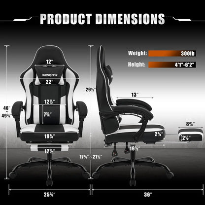 Gaming Chair with Footrest, Reclining Video Game Chairs