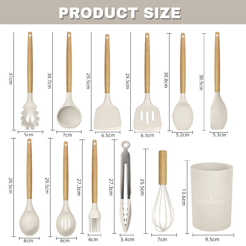 12pcs Silicone Kitchenware Cooking Utensils Set Non Stick