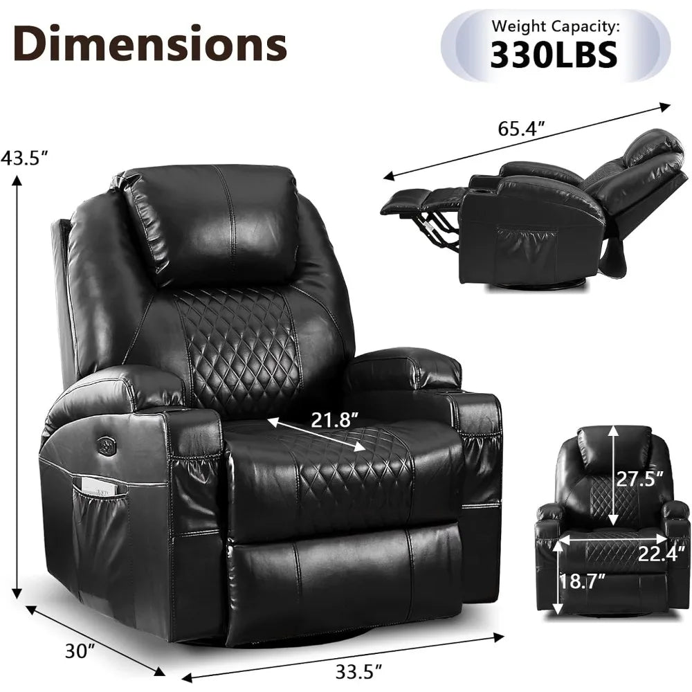 Power Swivel Rocker Recliner Massage Home Theater Seating