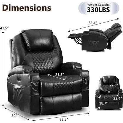 Power Swivel Rocker Recliner Massage Home Theater Seating