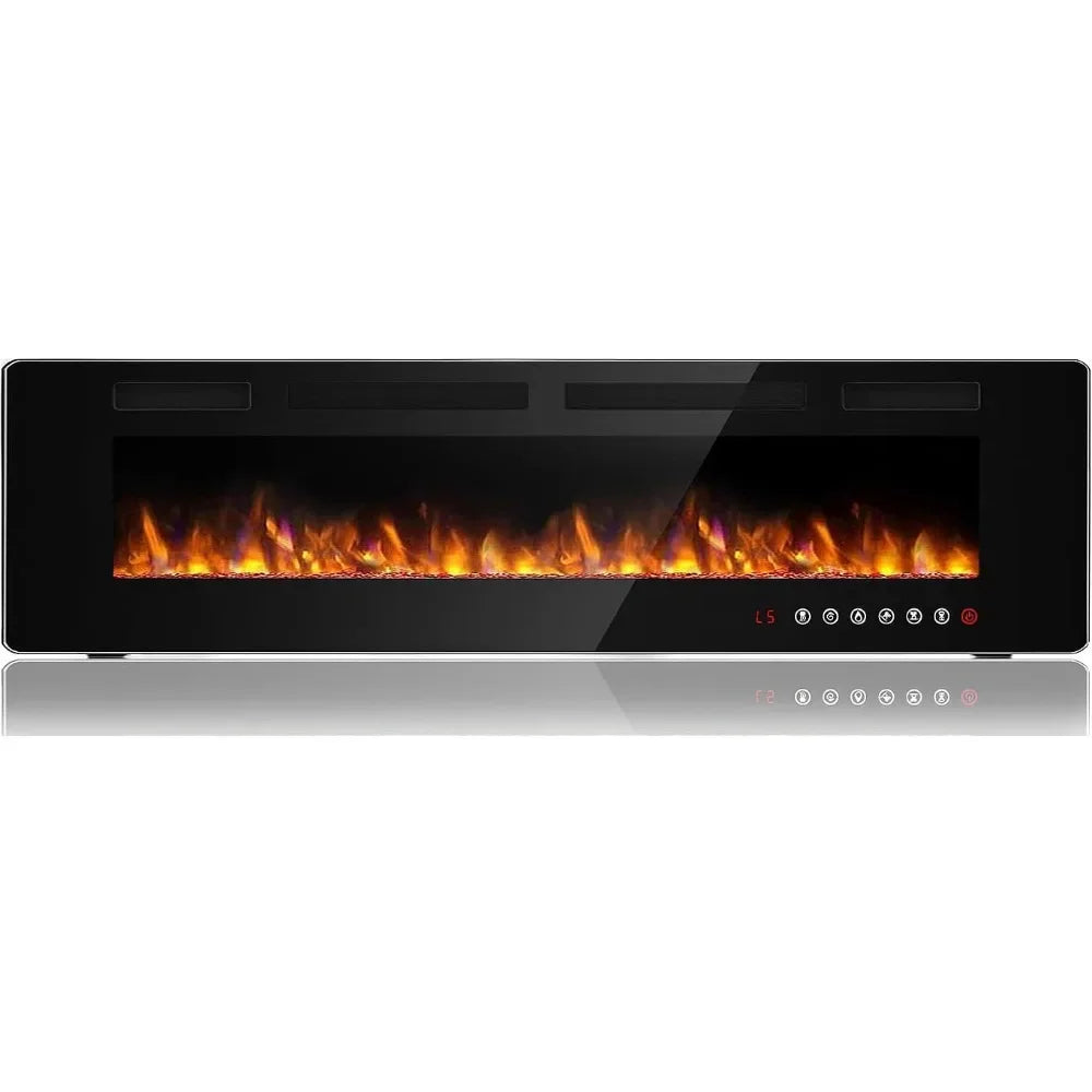 72 Inch Linear Electric Fireplace, Recessed Wall Mounted Fireplace