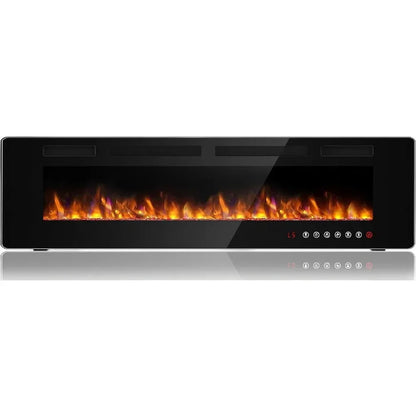 72 Inch Linear Electric Fireplace, Recessed Wall Mounted Fireplace