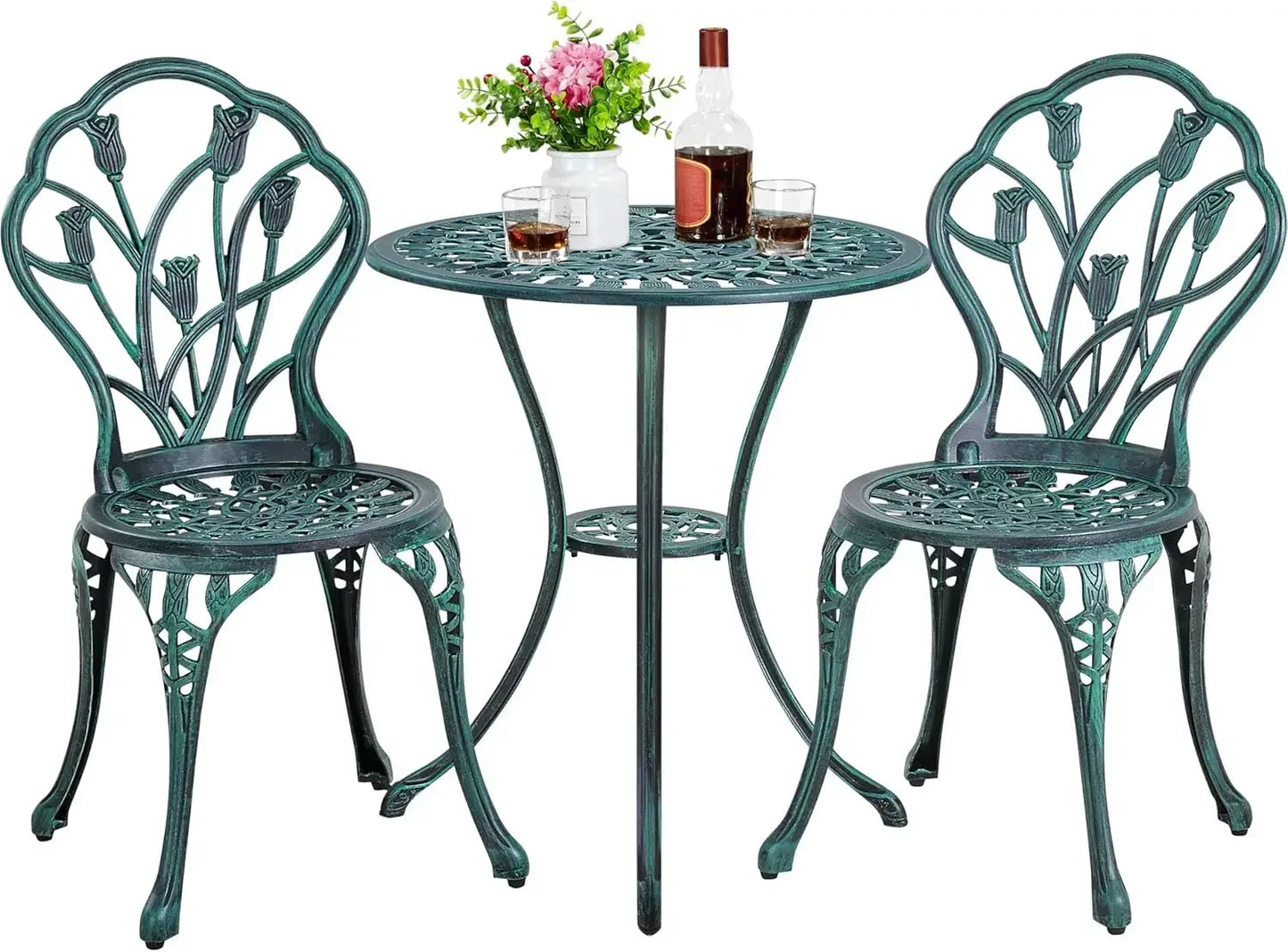 Patio Bistro Sets 3 Piece, Aluminum Garden Table/Chairs