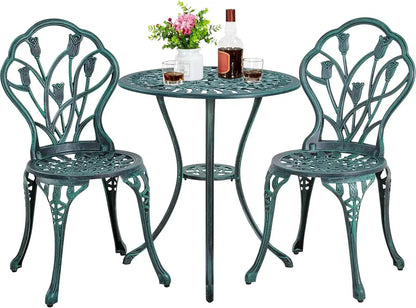 Patio Bistro Sets 3 Piece, Aluminum Garden Table/Chairs