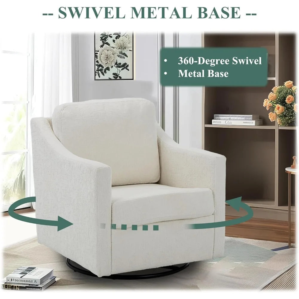 Swivel Accent Chair, 360° Rotation Chenille Fabric Upholstered Armchair