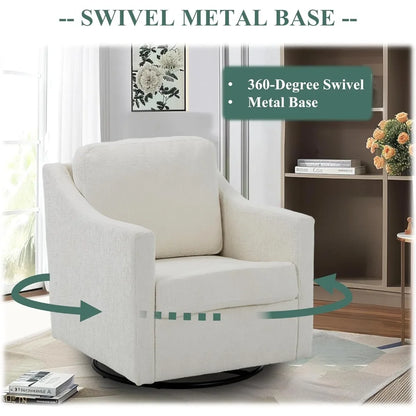 Swivel Accent Chair, 360° Rotation Chenille Fabric Upholstered Armchair