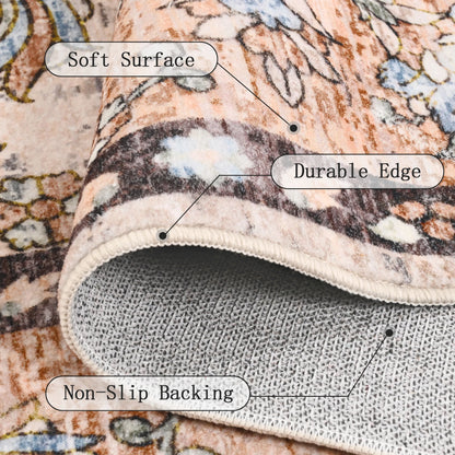Area Vintage Rug, Machine Washable, Non-Slip Carpet