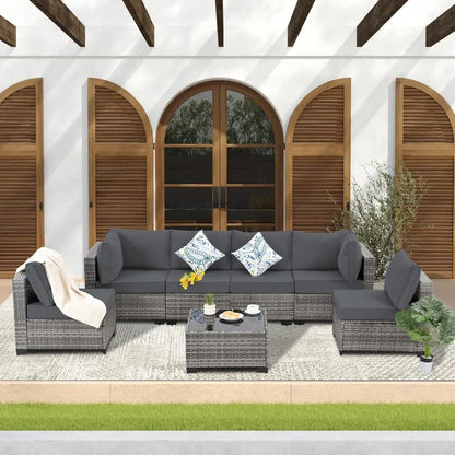 Patio Furniture Set, Wicker Outdoor Sectional Sofa