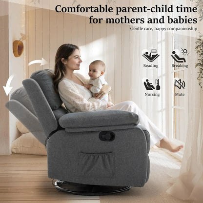 Recliner, 360 Swivel Rocker for Adults, Small Rocking Recliner