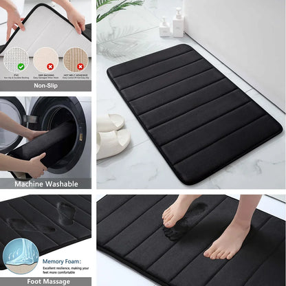 Super Absorbent Bath Mat Memory Foam  Bathtub Set