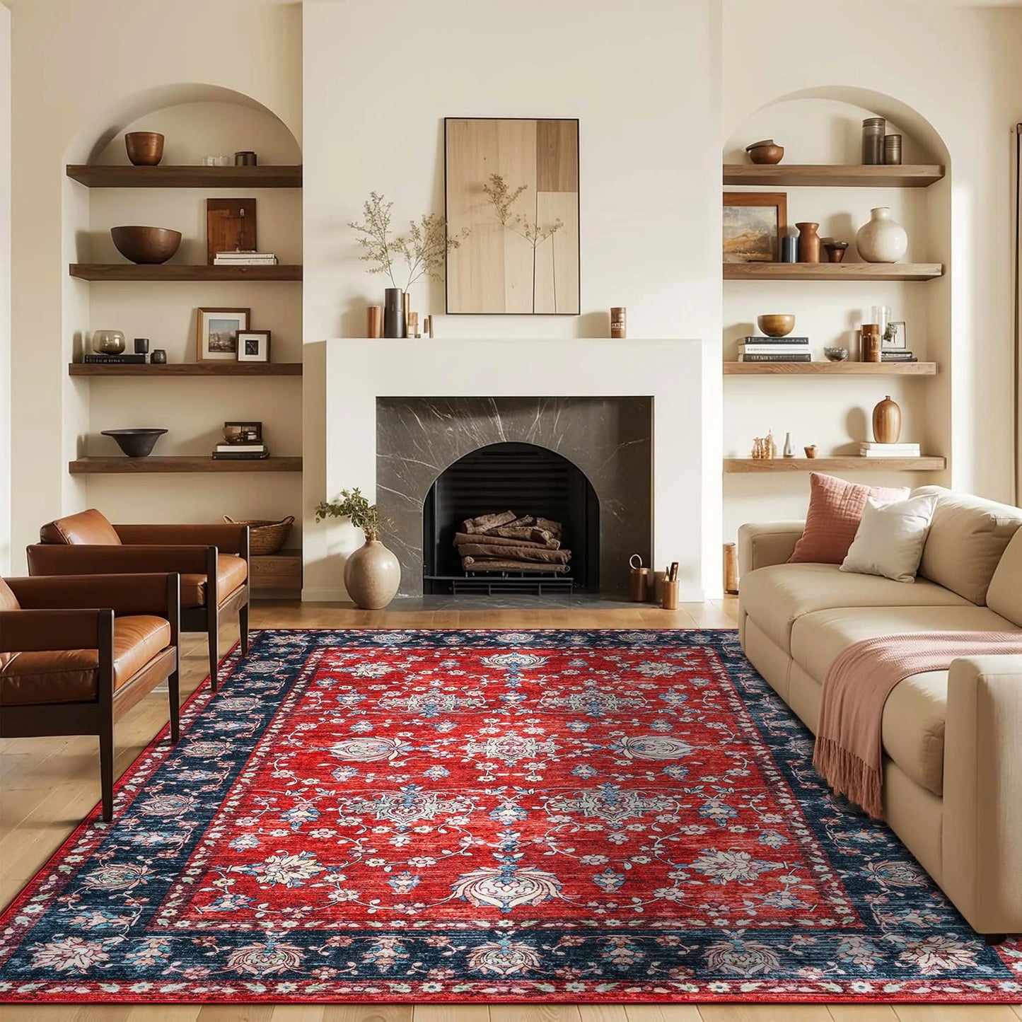 Area Vintage Rug, Machine Washable, Non-Slip Carpet
