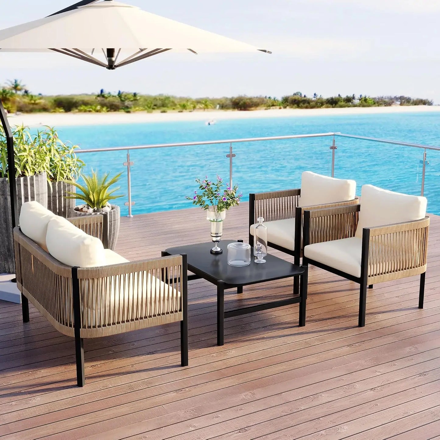 Multi-Person Outdoor Sofa Sets Combination with Table