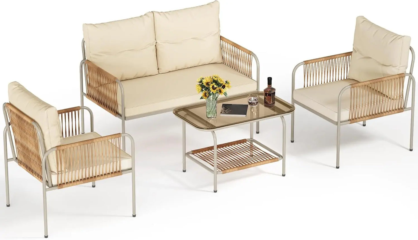 5-Piece Outdoor Wicker Furniture AllWeather Patio Bistro Set