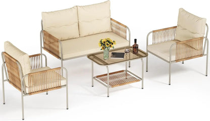 5-Piece Outdoor Wicker Furniture AllWeather Patio Bistro Set