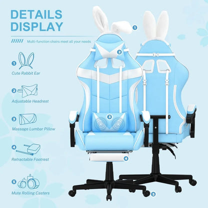 Light Blue, Pink, or Purple Cute Bunny Chair