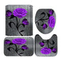 4pcs Doormat, Shower Curtain, Non-Slip Rugs Toilet Seat