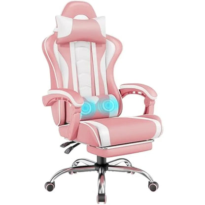Office Chair w/Massage Lumbar Support & Footrest Height  Adjustable