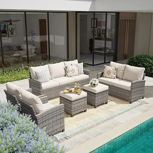 Patio Furniture Set, Wicker Outdoor Sectional Sofa