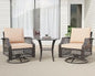 3 Piece Outdoor Swivel Chair, Wicker Patio Bistro Set