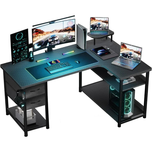 Gaming Desk with Drawers Carbon Fiber- Computer Desk