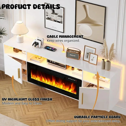 Fireplace TV Stand 70'' Wall Mounted Shelf Entertainment