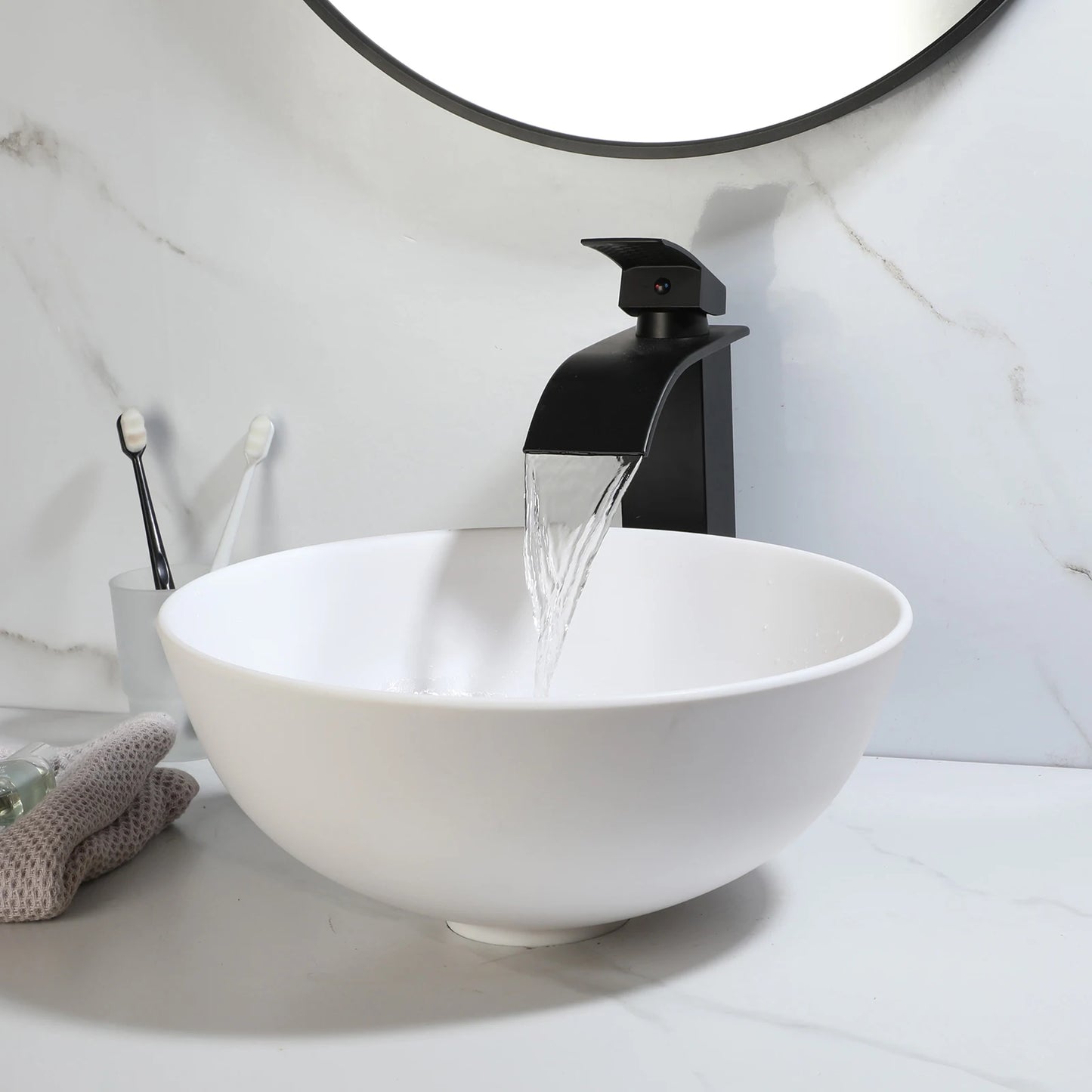 KEMAIDI Bathroom Basin Sink Set Blue Vessel Sink Faucet Combo
