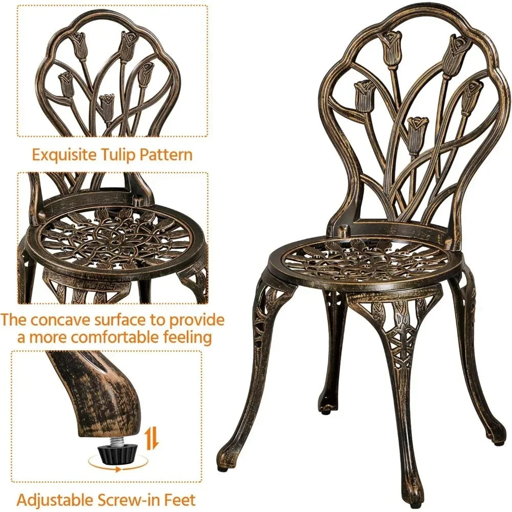 Patio Bistro Sets 3 Piece, Aluminum Garden Table/Chairs