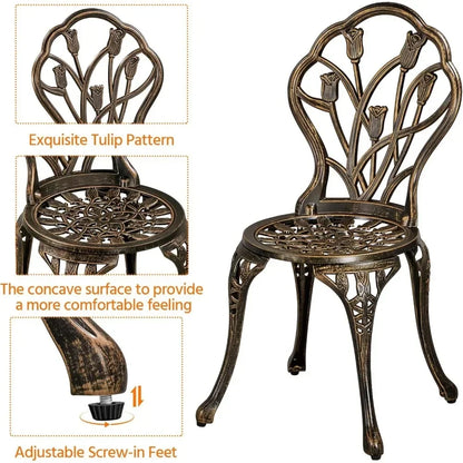 Patio Bistro Sets 3 Piece, Aluminum Garden Table/Chairs